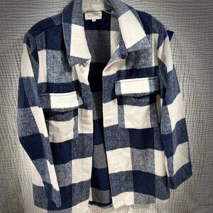 Melloday Blue & White Plaid Shacket - Size Small - Like New